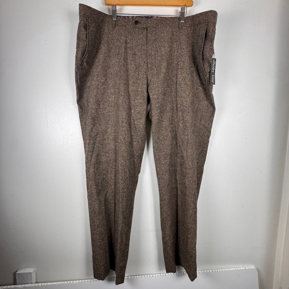 Paisley & Gray Mens Brown Tweed Wool Blend Dress Pants 44x32 NWT 5440P - Picture 5 of 8